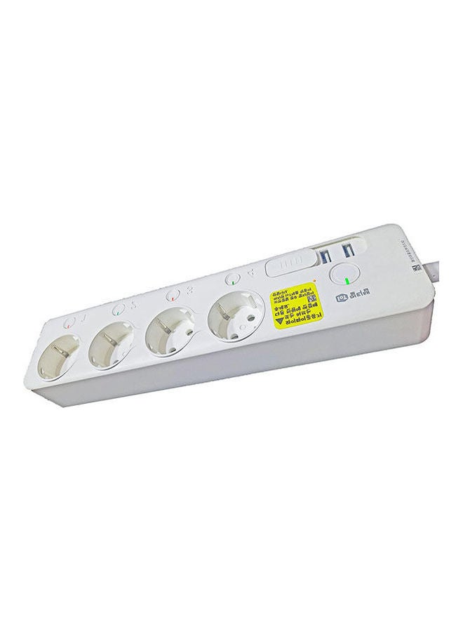 Generic - A Copper Power Strip 16A With 4 Outlets And 2 Usb Ports White 2meter - Image 1