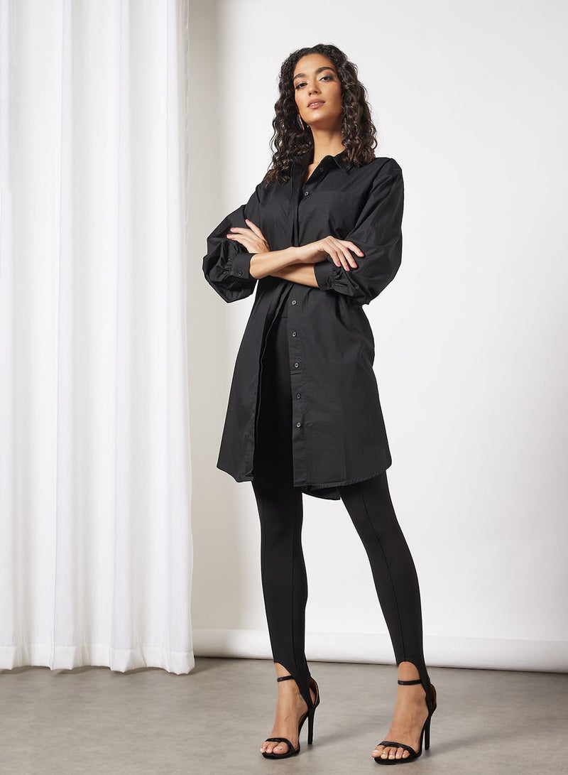 VERO MODA - Solid Button Down Tunic Black - Image 1