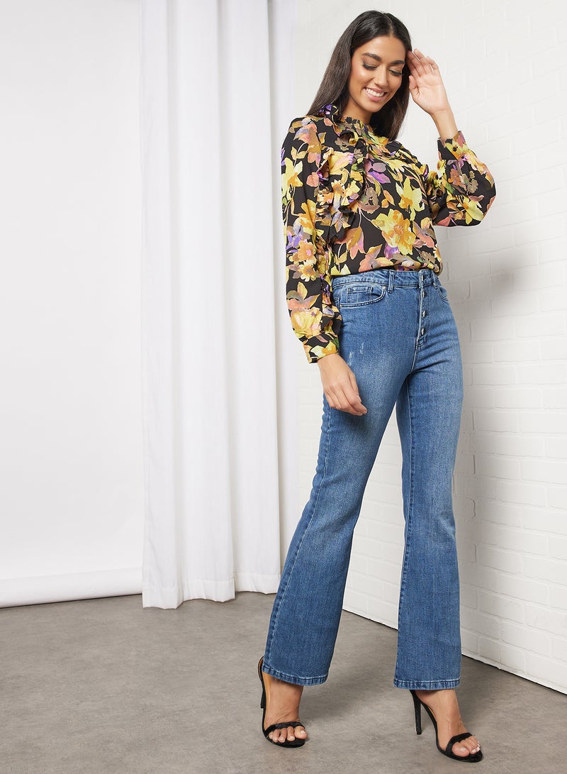 VERO MODA Flared Hem Jeans Blue  - Image 4