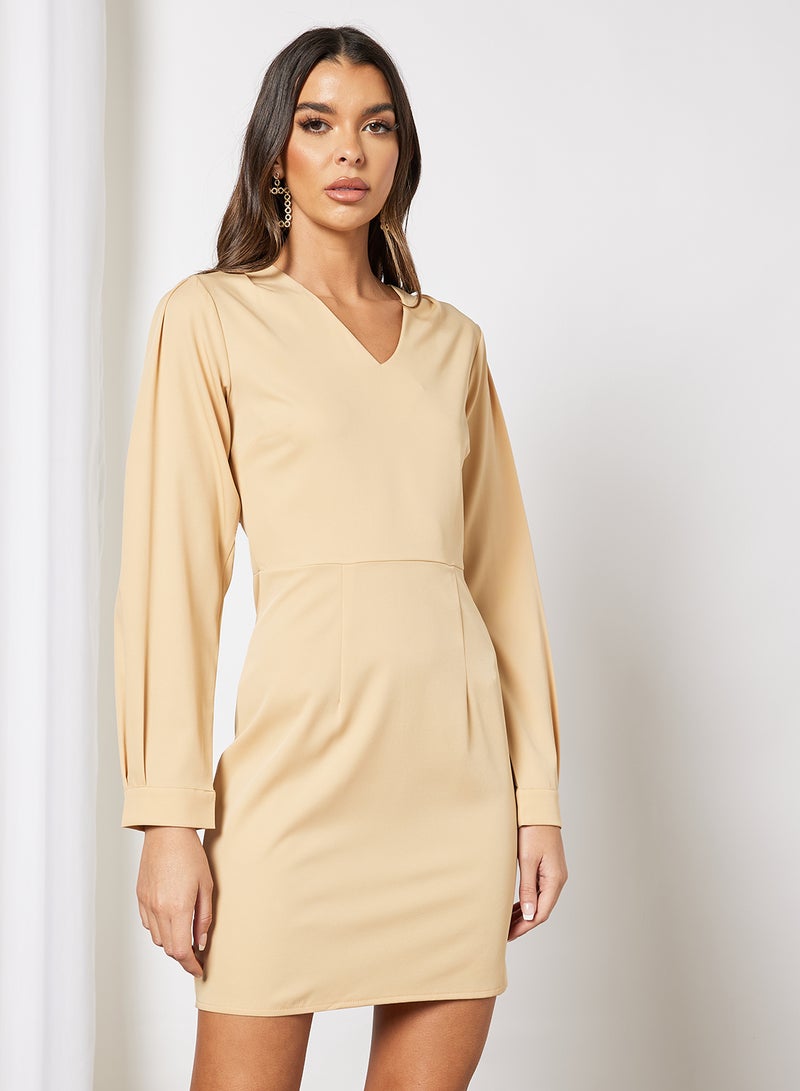 Aila V-Neck Puff Sleeve One Piece Dress Yellow  - Image 1