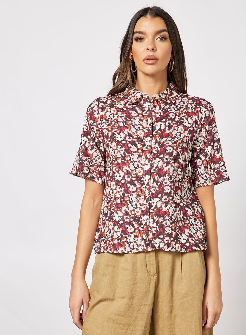 Aila Women's Casual Retro Half Sleeves Front Open Shirt Multicolour  - Image 1