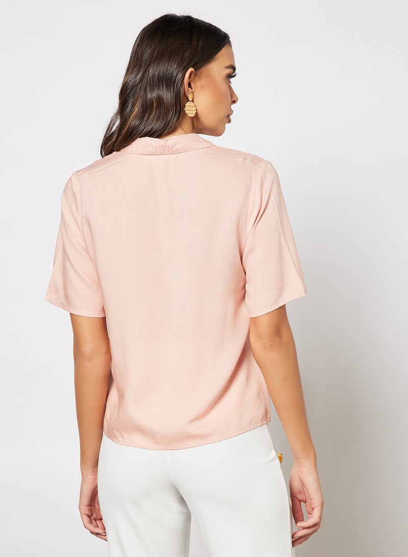 Aila - Women's Casual Retro Shirt Half Sleeves Front Open Pink - Image 1