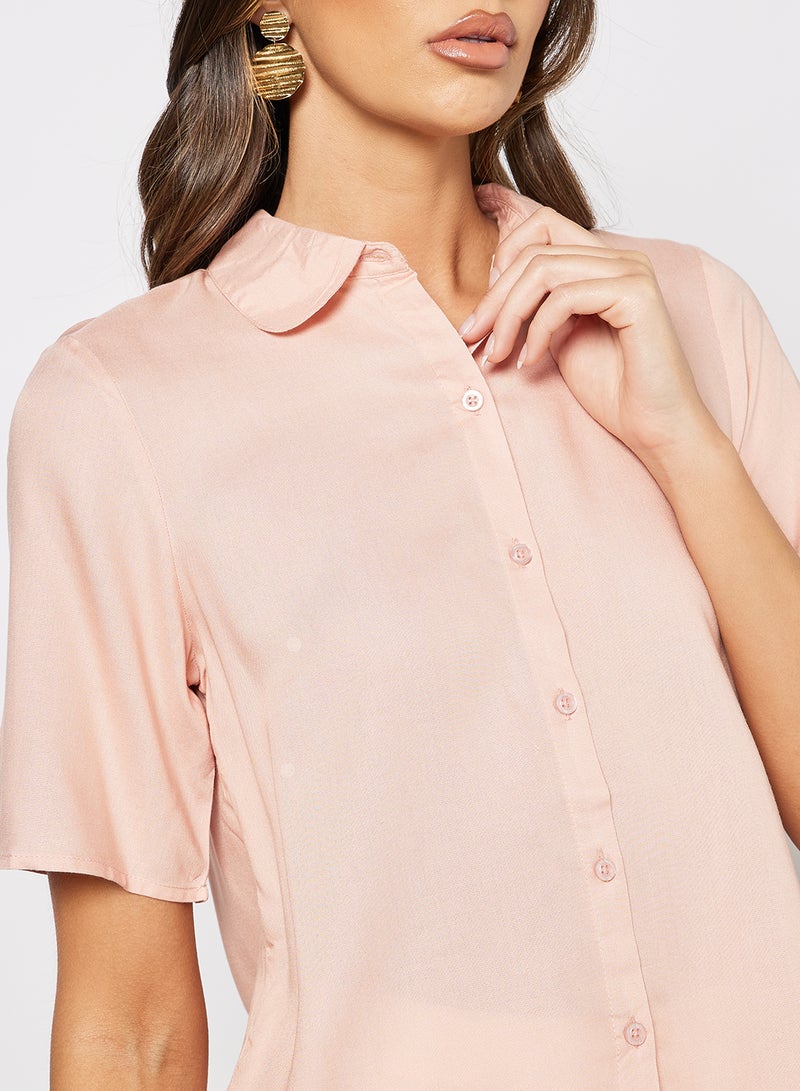 Aila - Women's Casual Retro Shirt Half Sleeves Front Open Pink - Image 1
