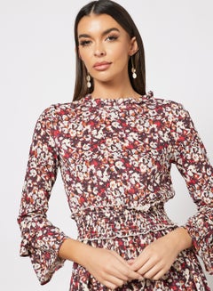 Aila Women's Casual Stylish Mini Skirt Full Sleeves With Frills Multi  - Image 3