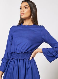 Aila Women's Casual Stylish Mini Skirt Full Sleeves With Frills Navy  - Image 3