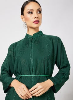 RVVIVA Embellished Abaya Deep Green  - Image 4