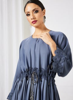 RVVIVA Applique Detailed Abaya Grey  - Image 4
