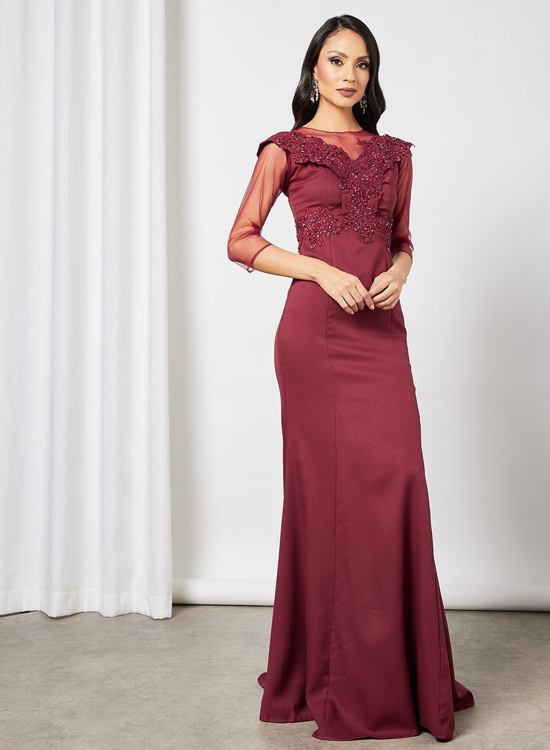 Nada Pencil Cut Dress Maroon - v1643618277/N46554170V_1