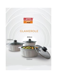 JAYPEE 3-Piece Glamerole Casserole Set White/Grey 3-Pieceml  - Image 5