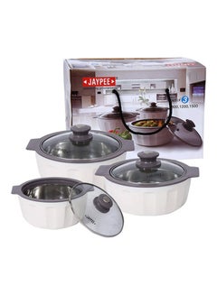 JAYPEE 3-Piece Glamerole Casserole Set White/Grey 3-Pieceml  - Image 2
