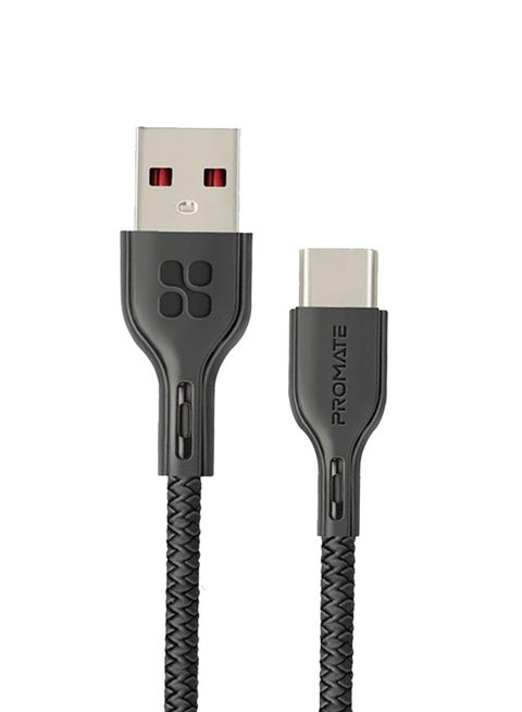 USB-C to USB-A Cable, Durable 2A Ultra-Fast Charging Cable with High-Speed Data Transfer, Over-Charging Protection, 1.2m Cord Length and Over-Charging Protection for Type-C Enabled Devices, PowerBeam-C Black Black