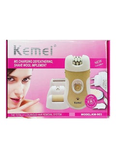 Kemei 4 In 1 Rechargeable Hair Trimmer Pink-White 