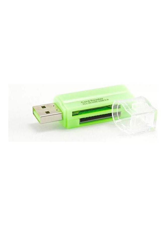 Memory Card Reader 4 In 1 USB 2.0 All In One Card Reader For Micro SD Green