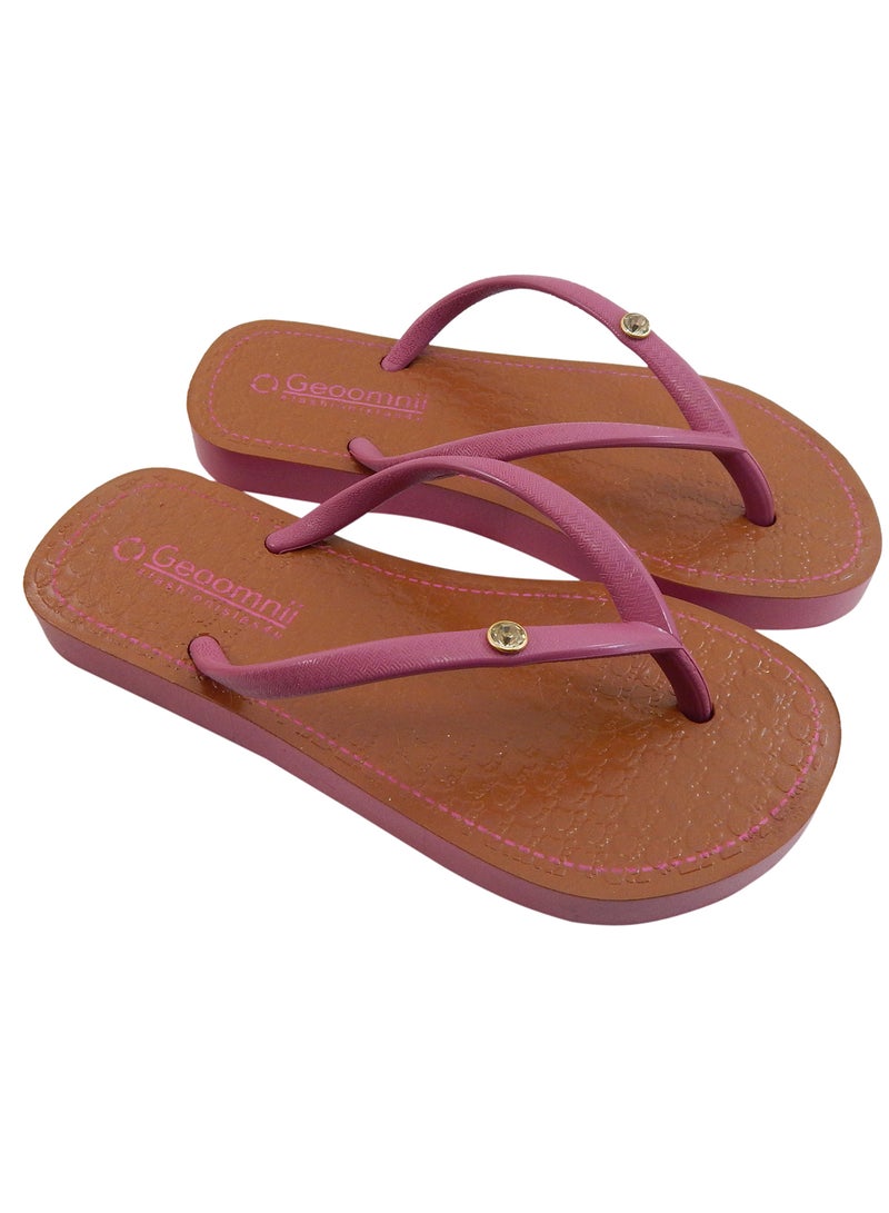 Geoomnii - Adama Printed Slip On Slipper Pink/Brown - Image 1