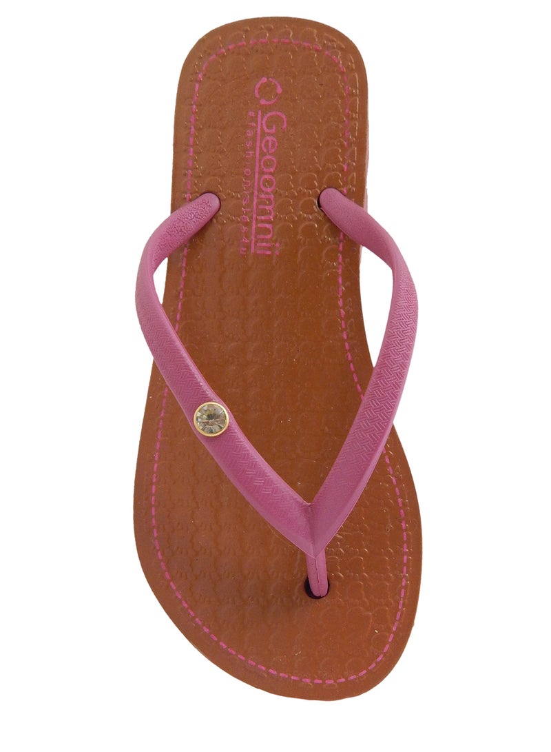 Geoomnii - Adama Printed Slip On Slipper Pink/Brown - Image 1