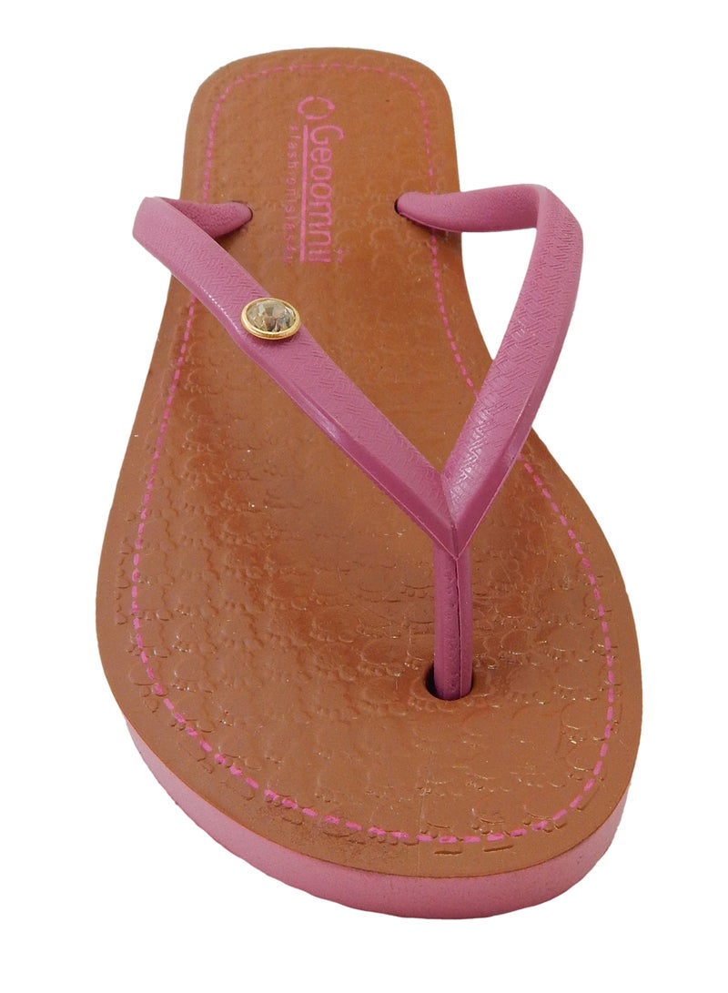 Geoomnii - Adama Printed Slip On Slipper Pink/Brown - Image 1
