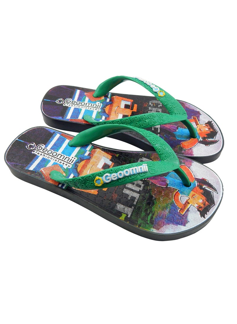 Geoomnii Calcito 1 Printed Slip On Slipper Green  - Image 1