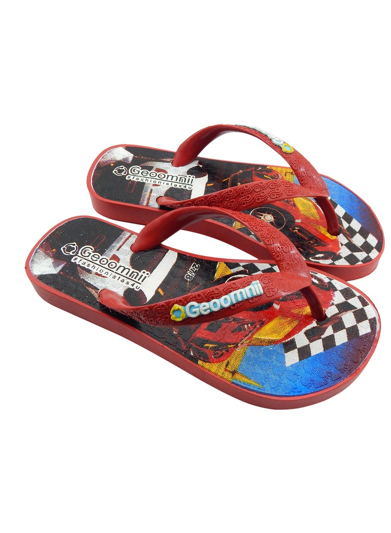 Geoomnii - Dylan Printed Slip On Slipper Red - Image 1