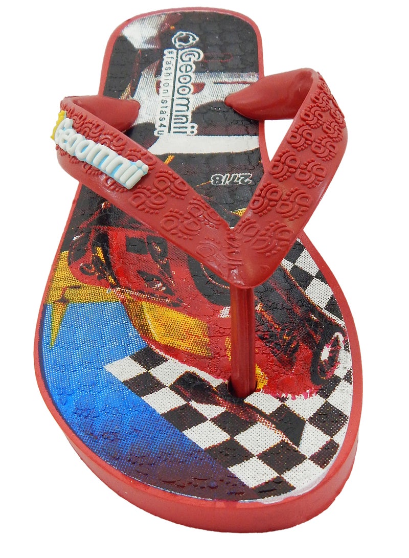 Geoomnii - Dylan Printed Slip On Slipper Red - Image 1