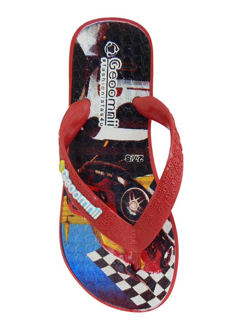 Geoomnii - Dylan Printed Slip On Slipper Red - Image 1