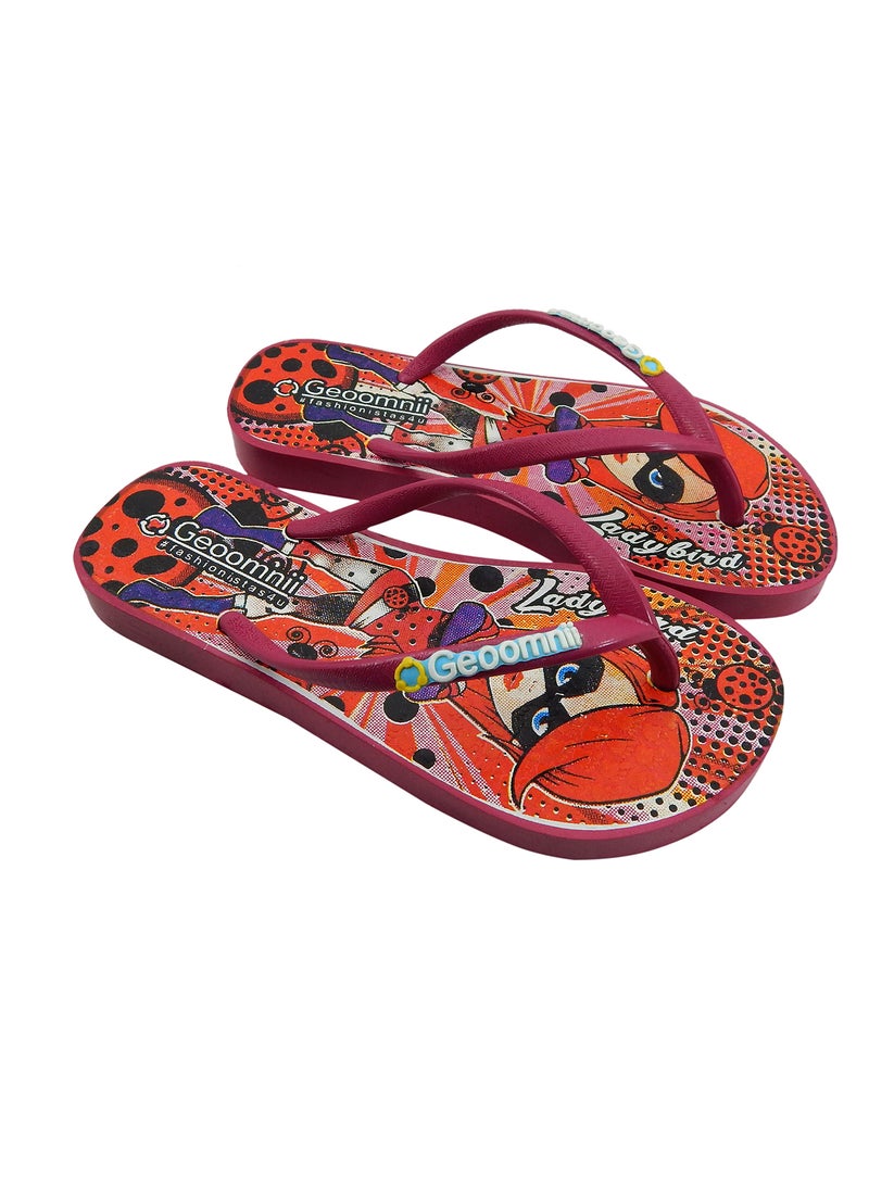 Geoomnii Terris Printed Slip On Slipper Fushcia - Image 1