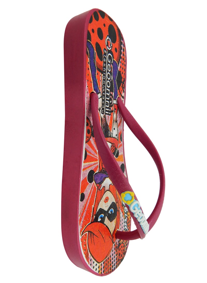 Geoomnii Terris Printed Slip On Slipper Fushcia - Image 2