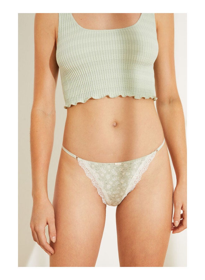 women'secret Cotton Plain Briefs Green - Image 2