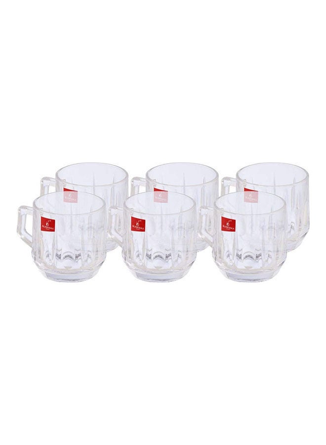 Blinkmax Glass Patterned Coffee Mug Set - 6 Pieces Clear 7x7.5cm  - Image 1