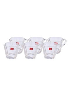 Blinkmax Glass Flower-Shaped Tea Mug Set - 6 Pieces Clear 9.5x8cm  - Image 1