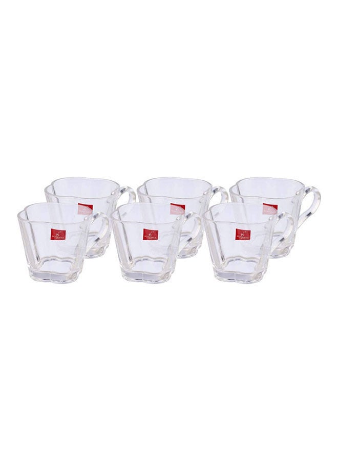 Blinkmax Glass Flower-Shaped Tea Mug Set - 6 Pieces Clear 9.5x8cm  - Image 1