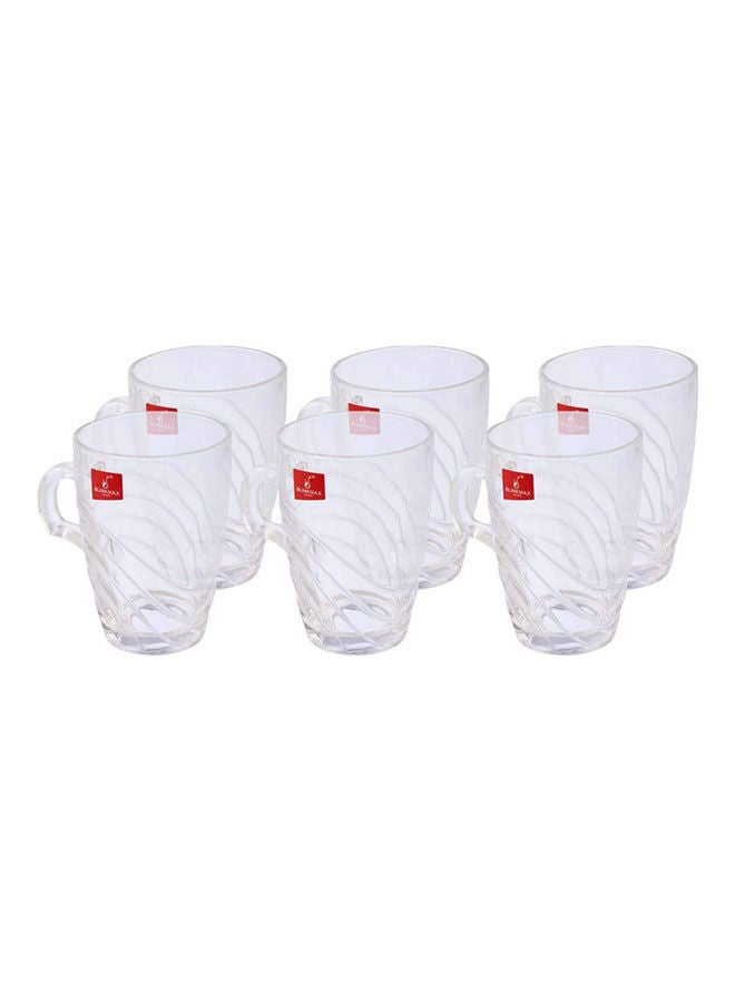 Blinkmax Wave Patterend Glass Tea Mug Set - 6 Pieces Clear 7x10.5cm  - Image 1