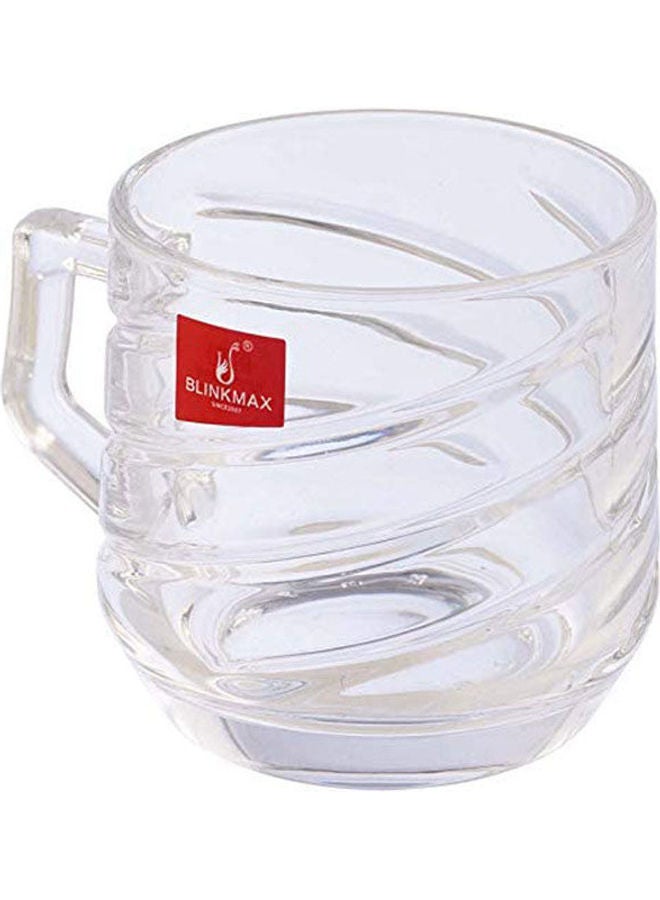 Blinkmax Wave Patterend Glass Coffee Mug Set - 6 Pieces Clear 7x7.5cm  - Image 2