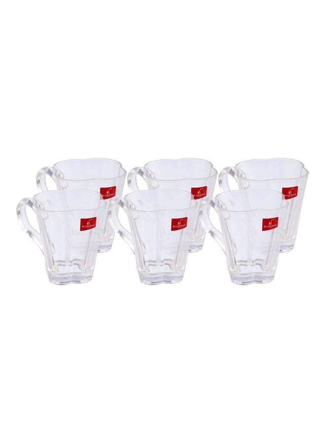 Blinkmax Glass Flower-Shaped Tea Mug Set - 6 Pieces Clear 8.5x9cm  - Image 1