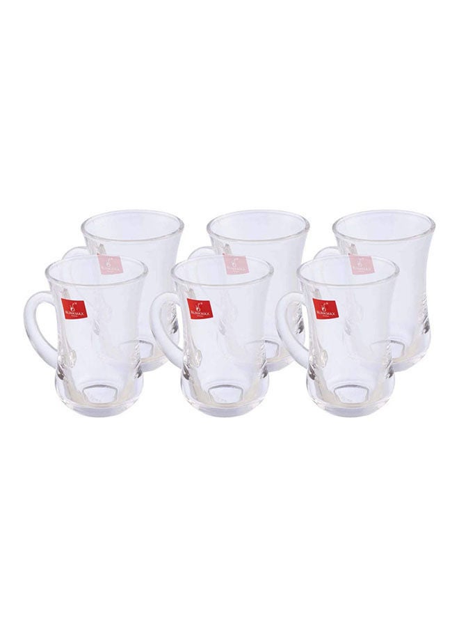 Blinkmax Glass Plain Coffee Mug Set - 6 Pieces Clear 6.5x9cm  - Image 1