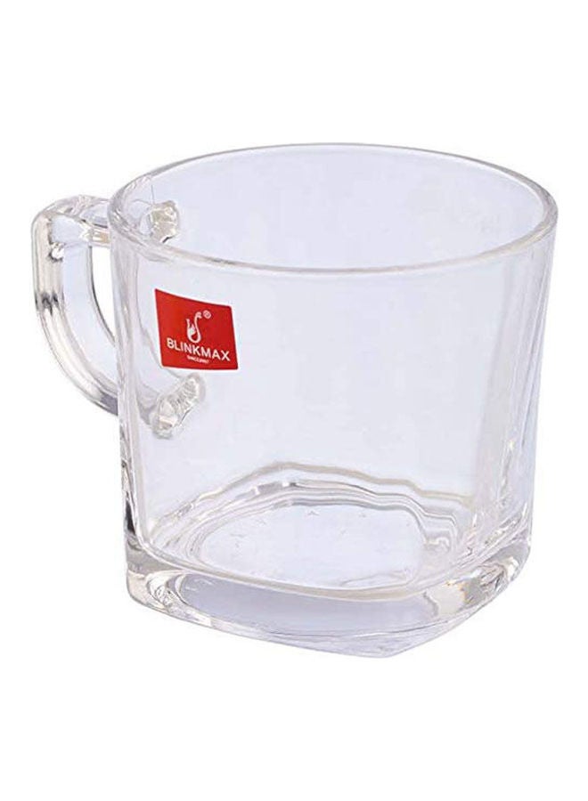 Blinkmax Glass Plain Tea Mug Set With Squared Base - 6 Pieces Clear 7.5x7cm  - Image 2