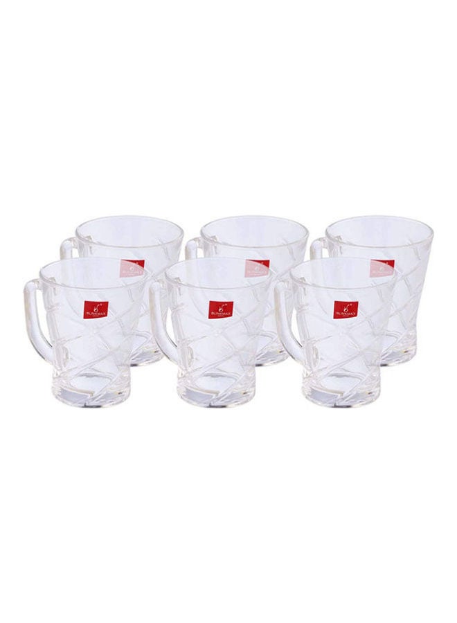 Blinkmax Checkered Glass Tea Mug Set - 6 Pieces Clear 8x9.5cm  - Image 1