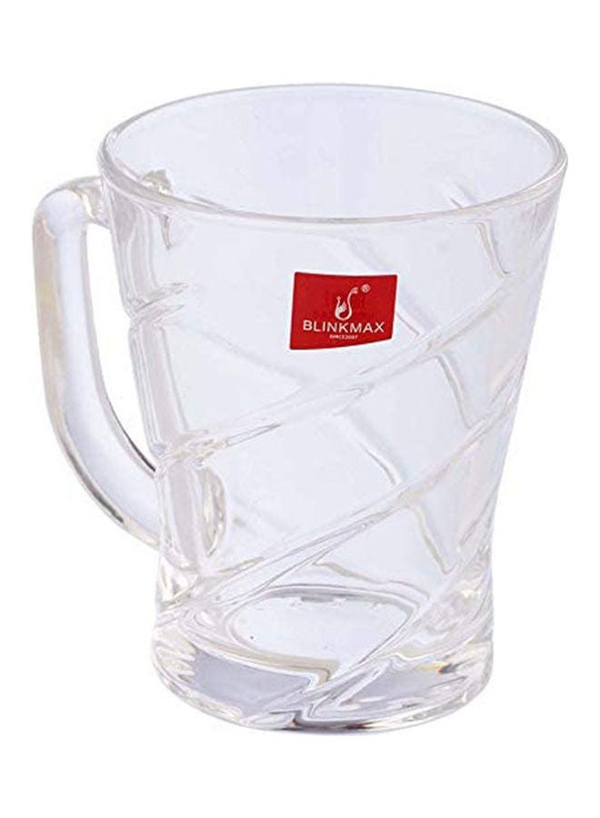 Blinkmax Checkered Glass Tea Mug Set - 6 Pieces Clear 8x9.5cm  - Image 2