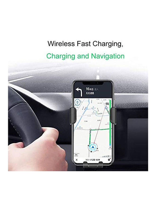 Wireless Charger Mobile Holder For Car Compatible All Mobile Phones Charge Wireless Black - Image 3