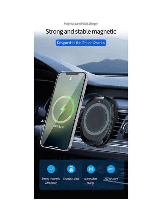 Wireless Magnetic Car Charger 15W Fast Charging Compatible Iphone 12, Iphone 12 Pro And Iphone 12 Pro Max Black - Image 3