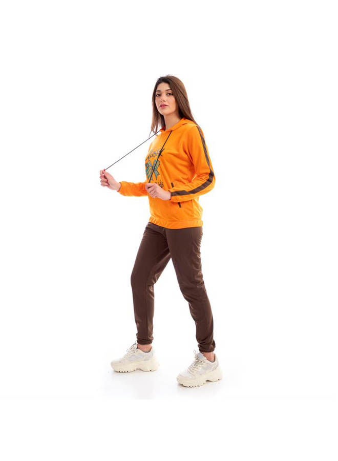 Caesar Hooded Neck Long Sleeve Printed Tracksuit Sets Multicolour  - Image 3