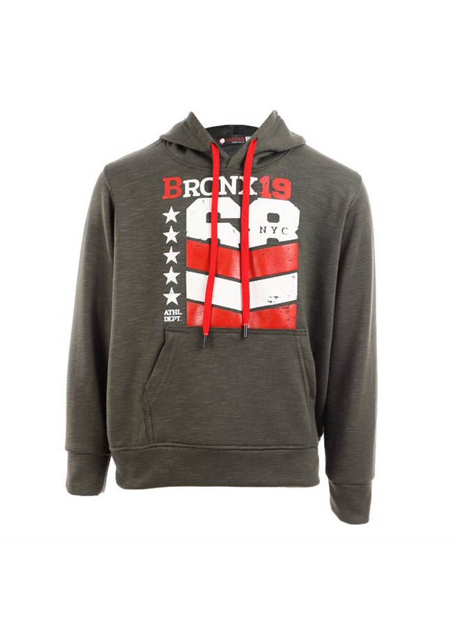 Caesar Hooded Neck Long Sleeve Printed Hoodie Dark Green  - Image 1