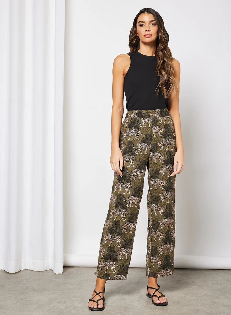 Jacqueline de Yong JDYMALENE WIDE PANT WVN Kalamata AOP:CHEETAH & PALM LEAF