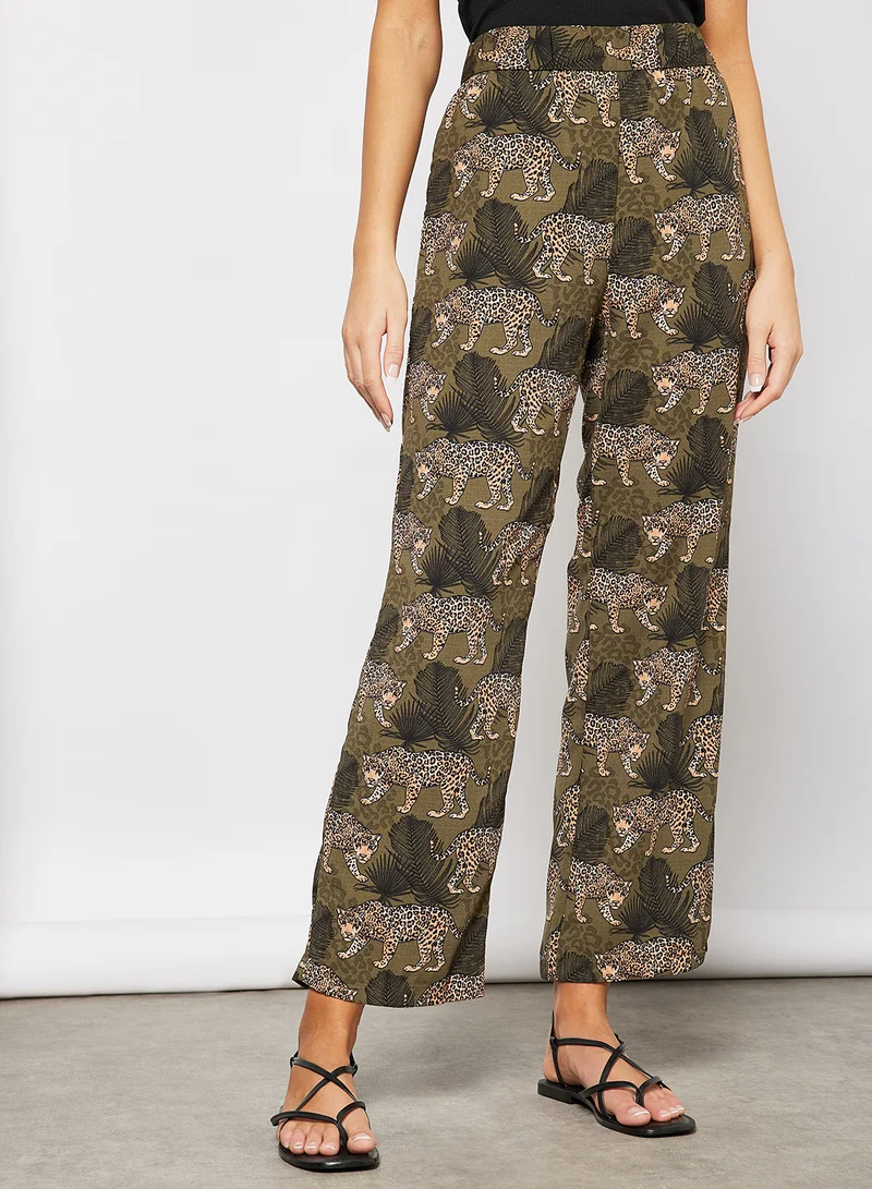 Jacqueline de Yong JDYMALENE WIDE PANT WVN Kalamata AOP:CHEETAH & PALM LEAF