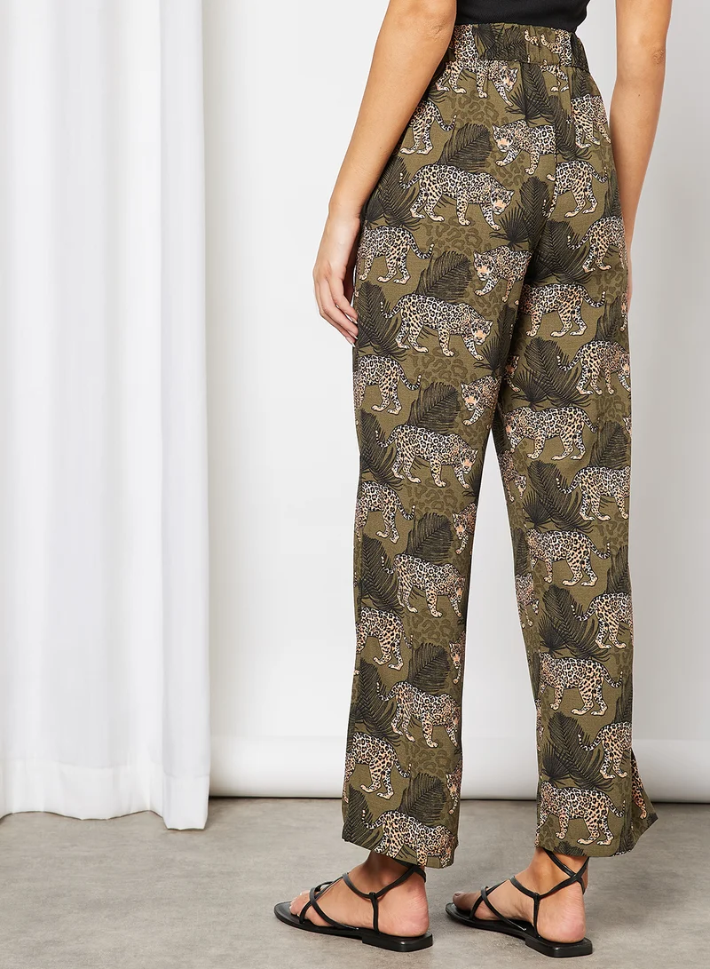 Jacqueline de Yong JDYMALENE WIDE PANT WVN Kalamata AOP:CHEETAH & PALM LEAF