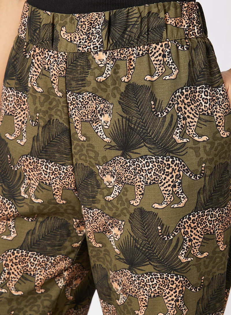 Jacqueline de Yong JDYMALENE WIDE PANT WVN Kalamata AOP:CHEETAH & PALM LEAF