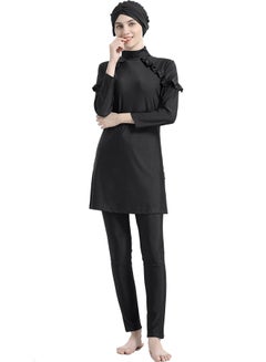 Arab Islamic Full Length Solid Color Swimwear Black