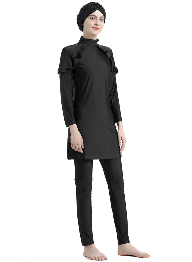 Joychic - Arab Islamic Full Length Solid Color Swimwear Black - Image 1
