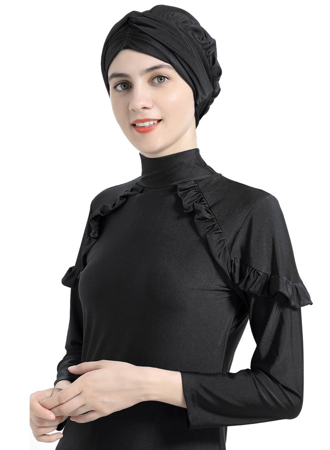 Joychic - Arab Islamic Full Length Solid Color Swimwear Black - Image 1