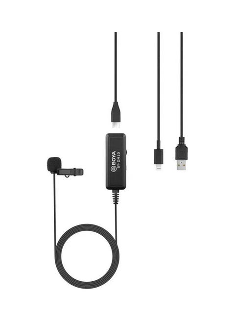 Digital Lavalier Microphone with Monitoring & Lightning and USB Type-A Cables Black