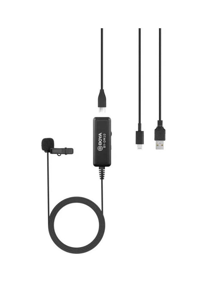 BOYA - Digital Lavalier Microphone with Monitoring & Lightning and USB Type-A Cables Black - Image 1